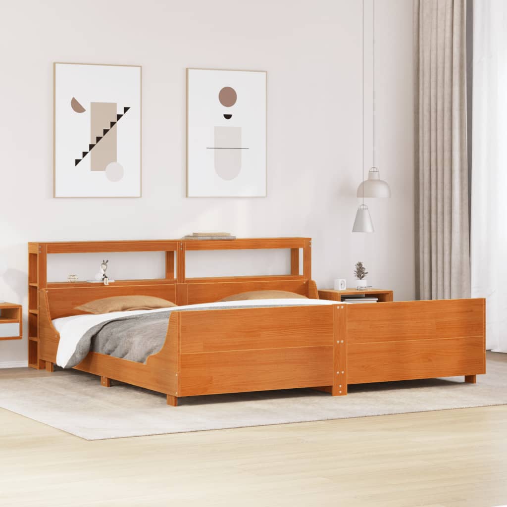 Bedframe zonder matras massief grenenhout wasbruin 180x200 cm is nu te koop bij PeponiXL, paradijselijk wonen!