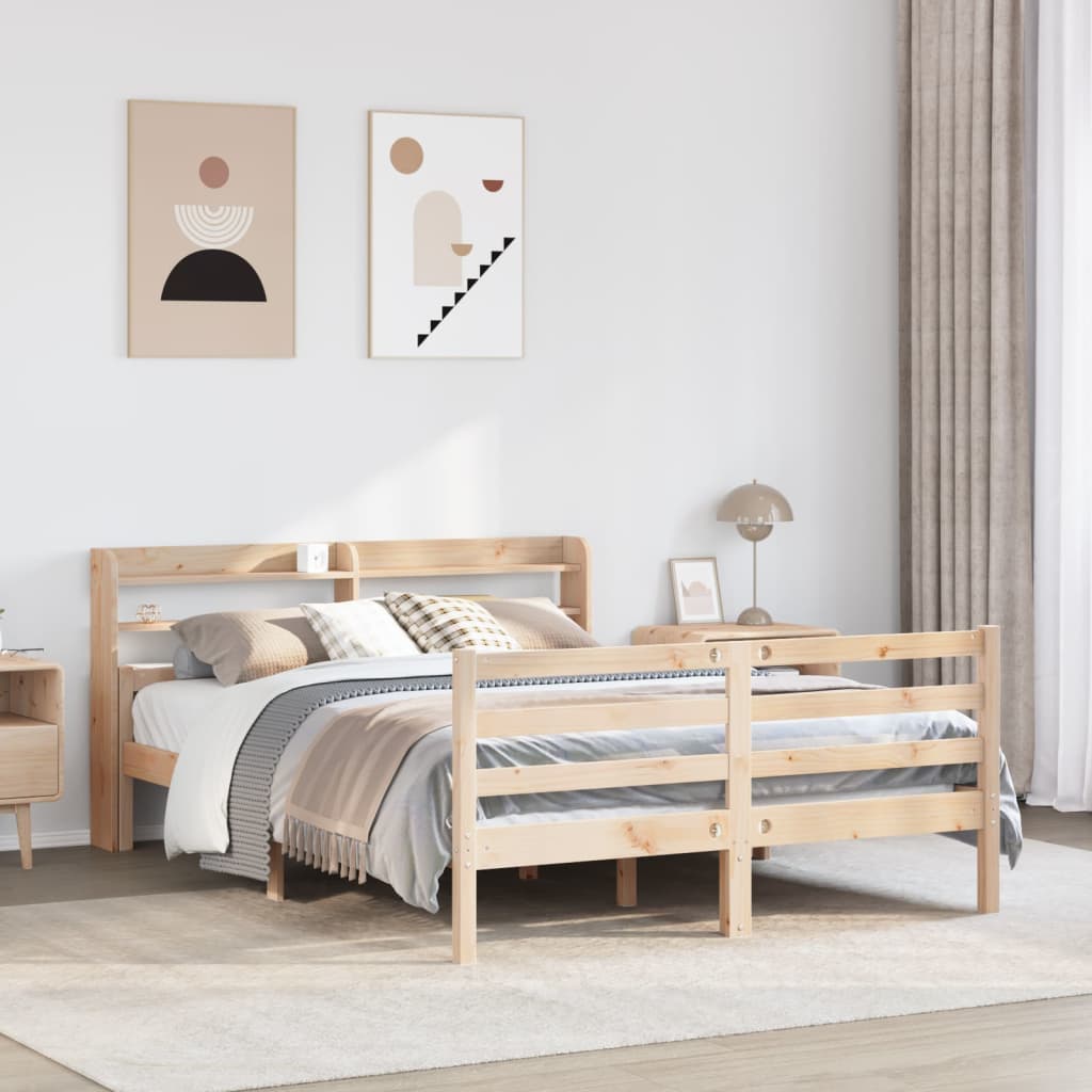 Bedframe met hoofdbord massief grenenhout 160x200 cm is nu te koop bij PeponiXL, paradijselijk wonen!