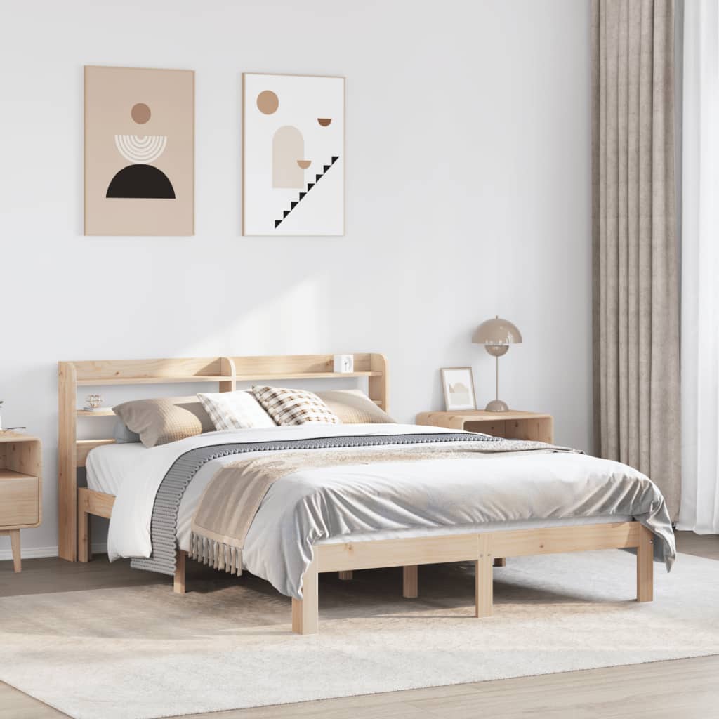 Bedframe met hoofdbord massief grenenhout 160x200 cm is nu te koop bij PeponiXL, paradijselijk wonen!