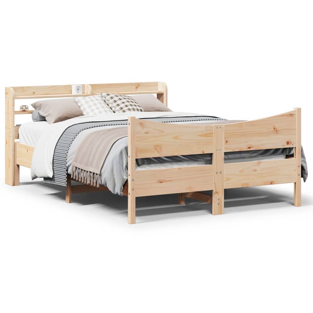 Bedframe met hoofdbord massief grenenhout 150x200 cm is nu te koop bij PeponiXL, paradijselijk wonen!