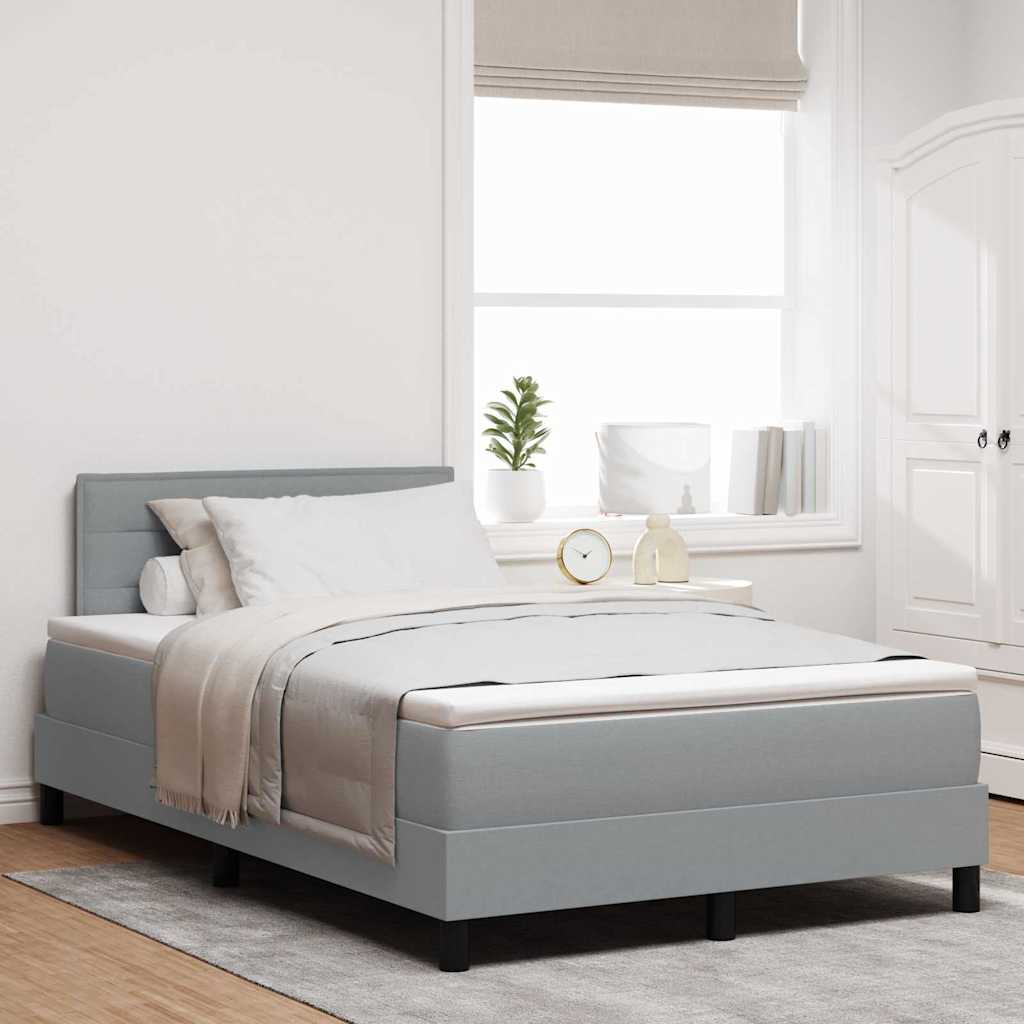 Boxspringbed met hoofdeinde Lichtgrijs 120 x 200 cm Stof is nu te koop bij PeponiXL, paradijselijk wonen!