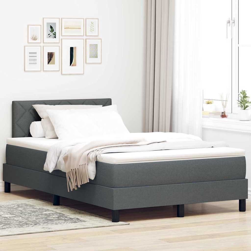 Boxspringbed met hoofdeinde Donkergrijs 120 x 190 cm Stof is nu te koop bij PeponiXL, paradijselijk wonen!