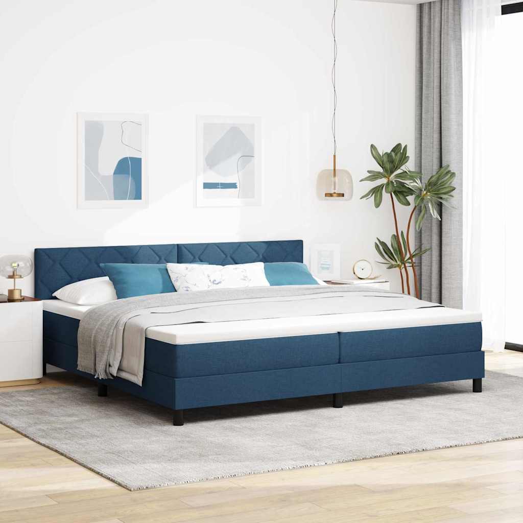 Boxspringbed met hoofdeinde Blauw 200 x 200 cm Stof is nu te koop bij PeponiXL, paradijselijk wonen!