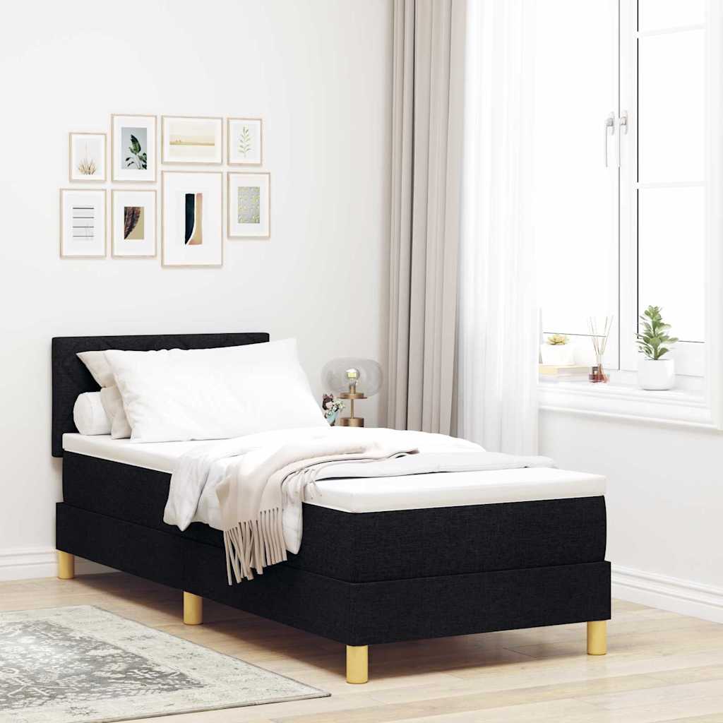 Boxspringbed met kussen met hoofdeinde Zwart 80 x 200 cm Stof is nu te koop bij PeponiXL, paradijselijk wonen!