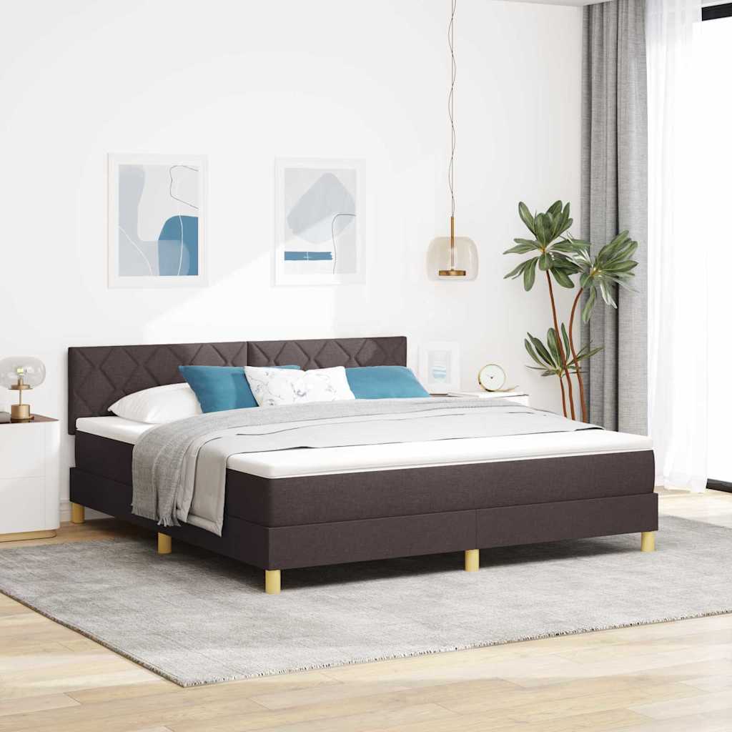 Boxspringbed met kussen Donkerbruin 180 x 200 cm Stof is nu te koop bij PeponiXL, paradijselijk wonen!