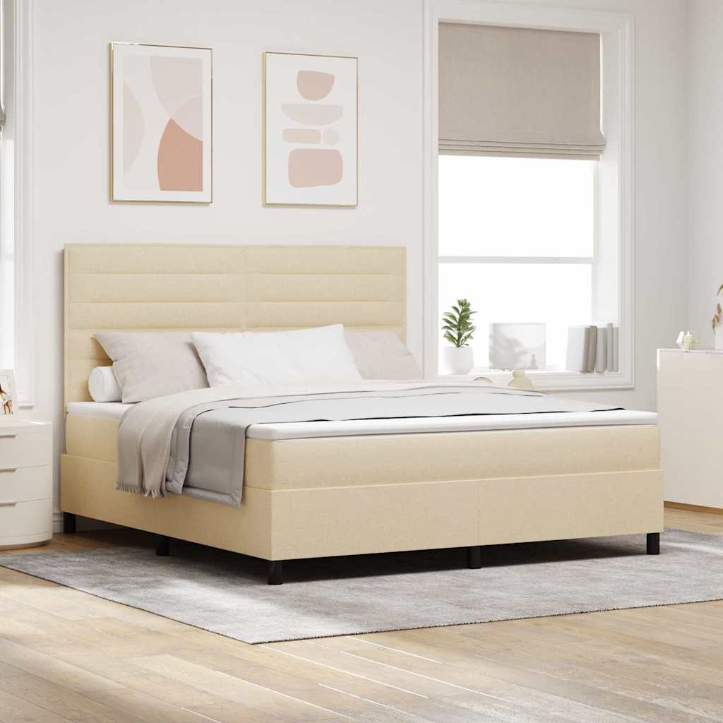 Boxspringbed met matras met hoofdeinde Crème 180 x 200 cm Stof is nu te koop bij PeponiXL, paradijselijk wonen!