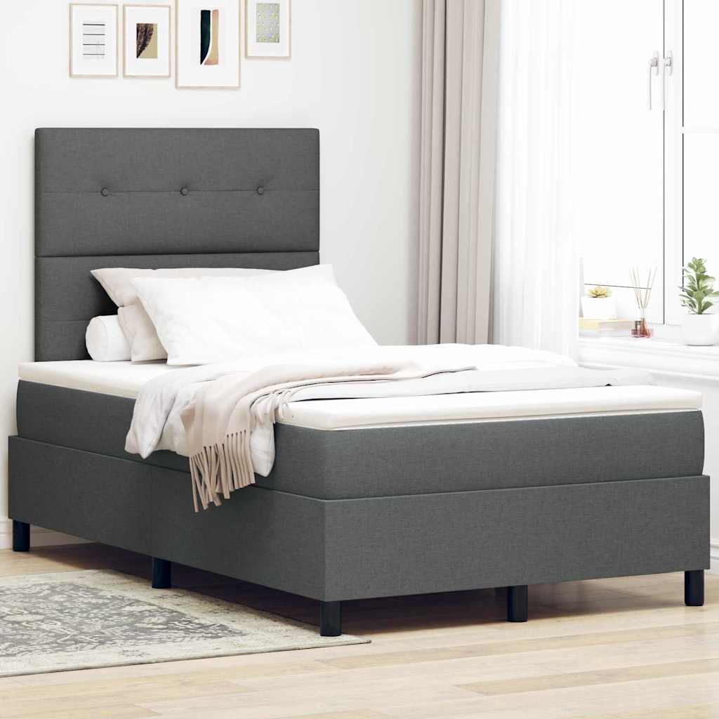 Boxspringbed met hoofdeinde Donkergrijs 120 x 200 cm Stof is nu te koop bij PeponiXL, paradijselijk wonen!