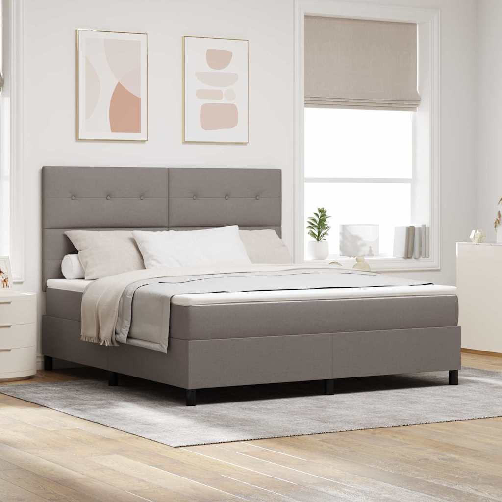 Boxspringbed met matras met hoofdeinde Taupe 180 x 200 cm Stof is nu te koop bij PeponiXL, paradijselijk wonen!