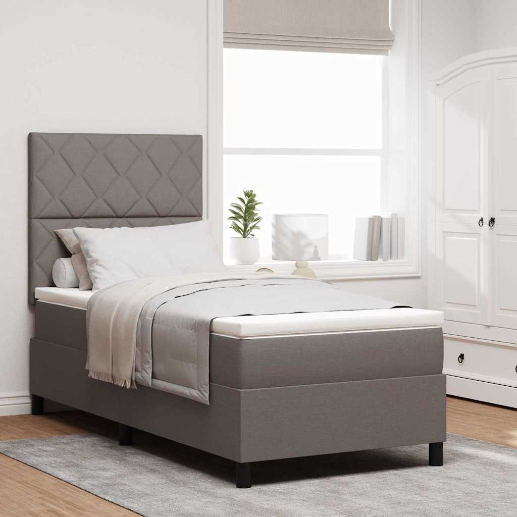 Boxspringbed met hoofdeinde Taupe 90 x 190 cm Stof is nu te koop bij PeponiXL, paradijselijk wonen!