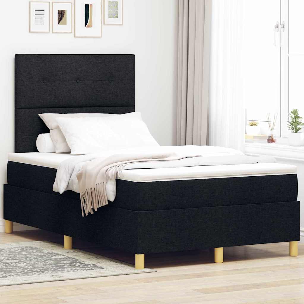 Boxspringbed met hoofdeinde Zwart 120 x 200 cm Stof is nu te koop bij PeponiXL, paradijselijk wonen!