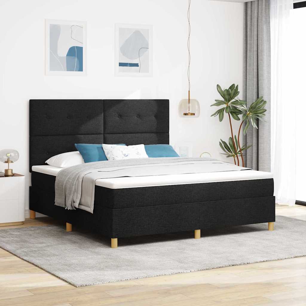 Boxspringbed met matras met hoofdeinde Zwart 180 x 200 cm Stof is nu te koop bij PeponiXL, paradijselijk wonen!