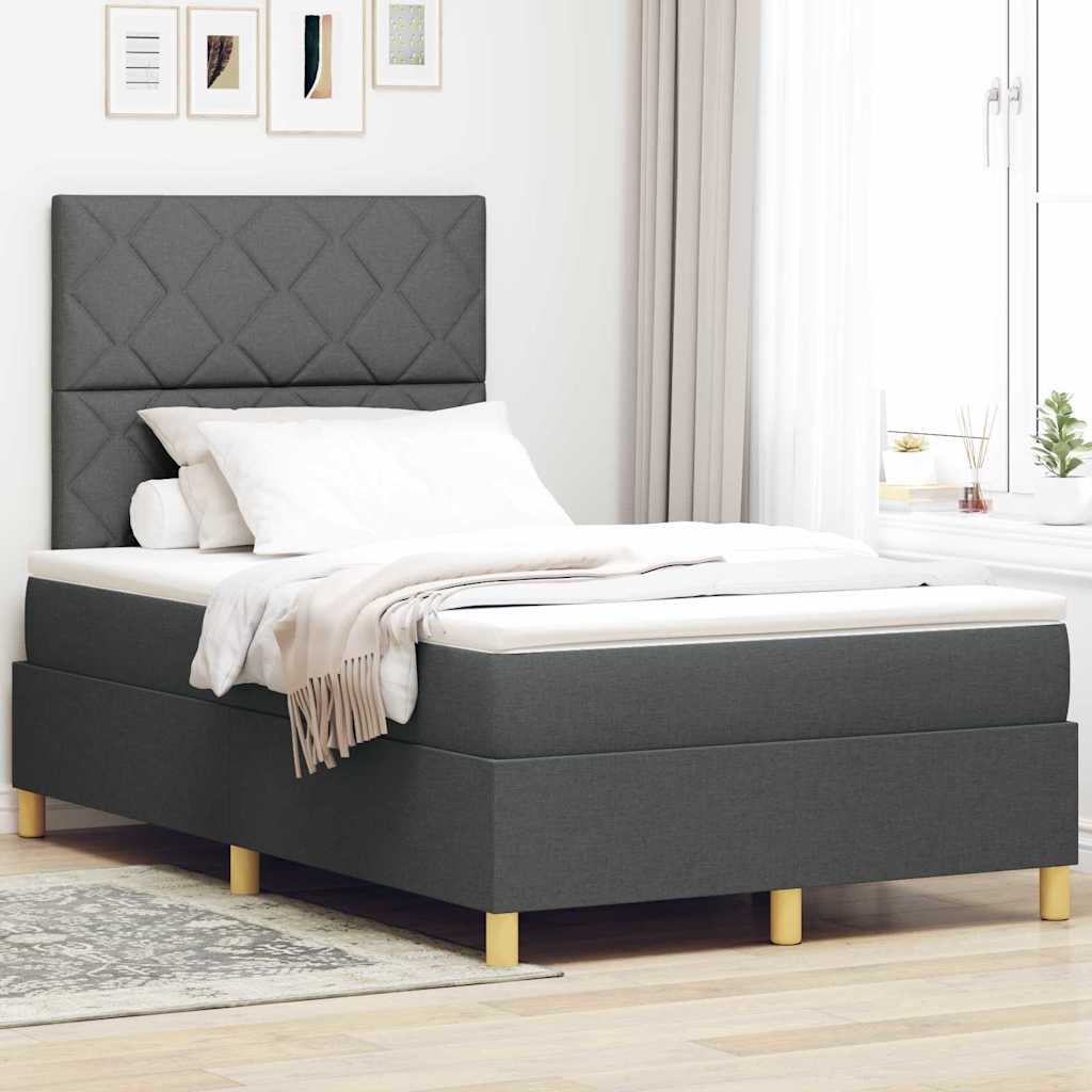 Boxspringbed met hoofdeinde Donkergrijs 120 x 190 cm Stof is nu te koop bij PeponiXL, paradijselijk wonen!