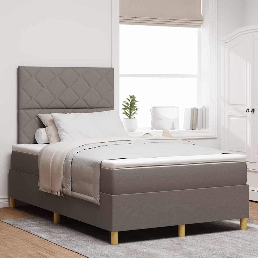 Boxspringbed met hoofdeinde Taupe 120 x 200 cm Stof is nu te koop bij PeponiXL, paradijselijk wonen!