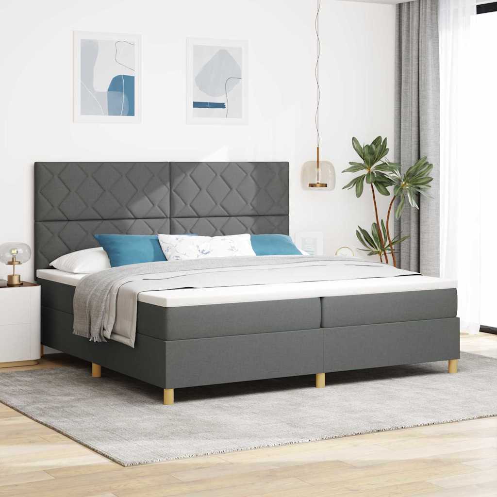 Boxspringbed met matras Donkergrijs 200 x 200 cm Stof is nu te koop bij PeponiXL, paradijselijk wonen!