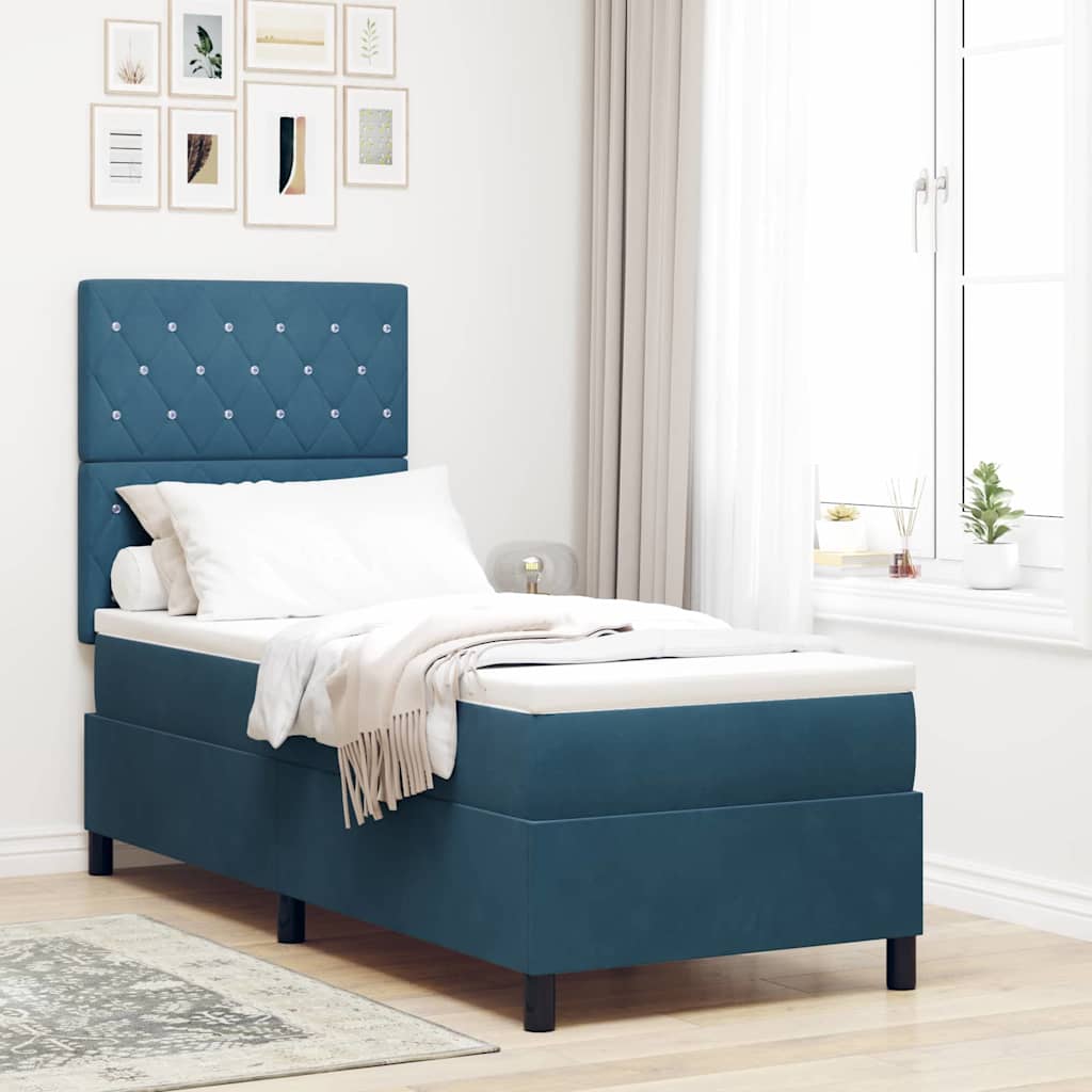 Boxspringbed met matras Donkerblauw 80 x 200 cm Fluweel is nu te koop bij PeponiXL, paradijselijk wonen!