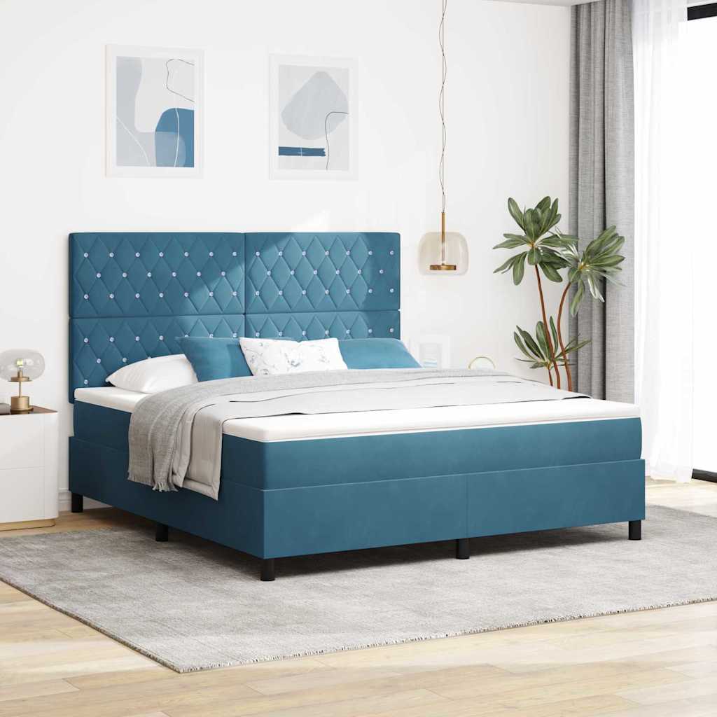 Boxspringbed met matras Donkerblauw 180 x 200 cm Fluweel is nu te koop bij PeponiXL, paradijselijk wonen!