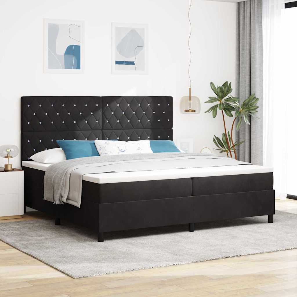 Boxspringbed met matras Zwart 200 x 200 cm Fluweel is nu te koop bij PeponiXL, paradijselijk wonen!