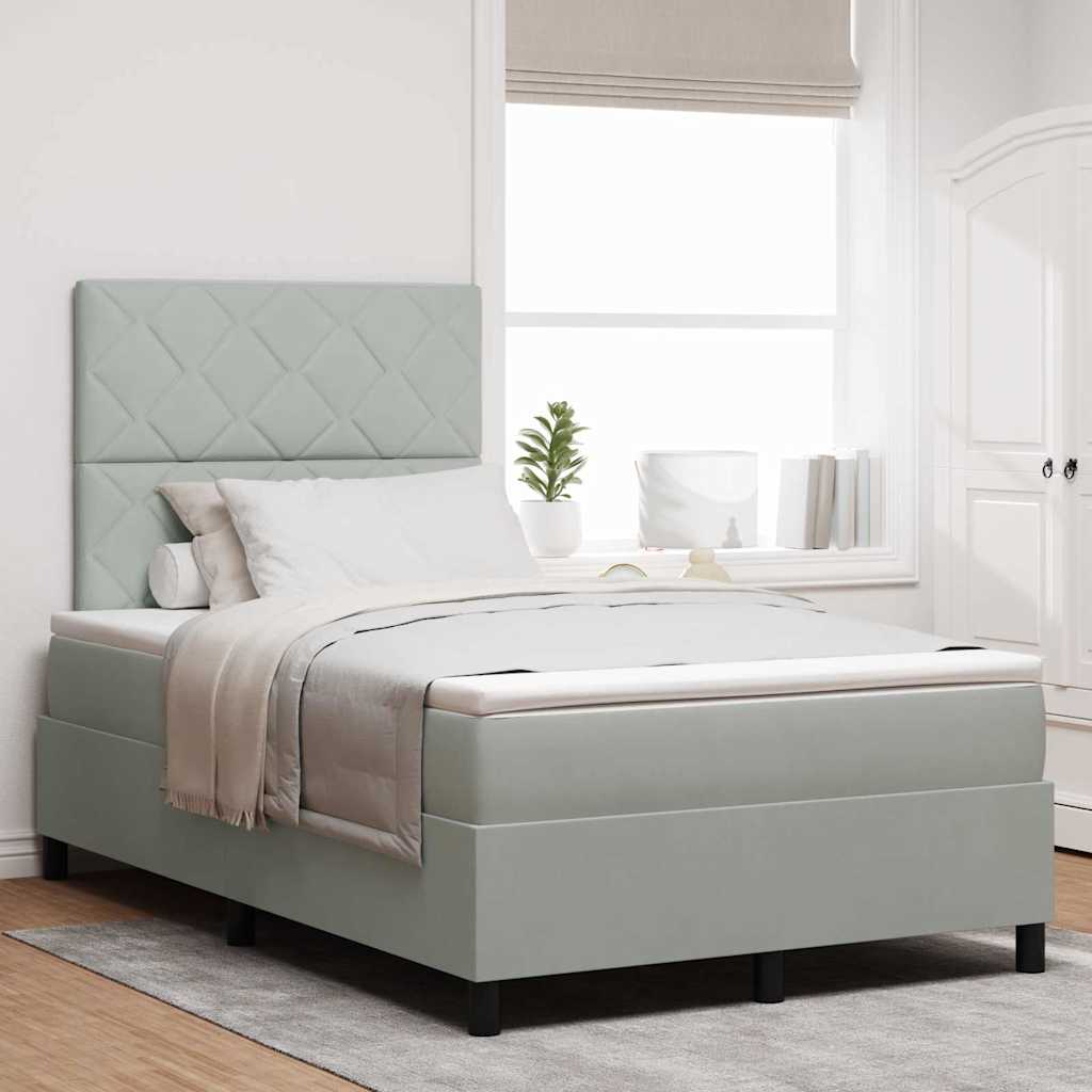 Boxspringbed met hoofdeinde Lichtgrijs 120 x 190 cm Fluweel is nu te koop bij PeponiXL, paradijselijk wonen!