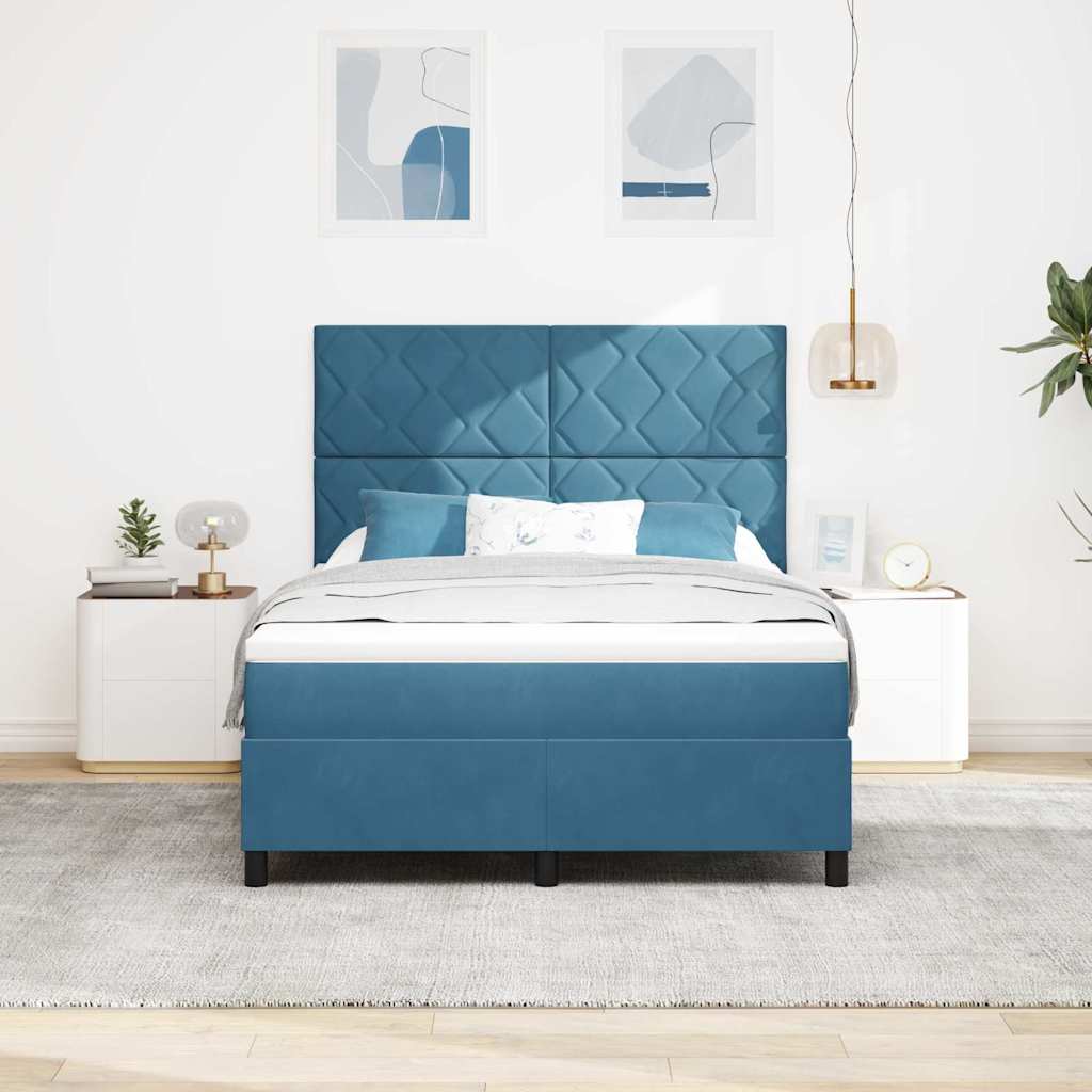 Boxspringbed met hoofdeinde Donkerblauw 160 x 200 cm Fluweel is nu te koop bij PeponiXL, paradijselijk wonen!