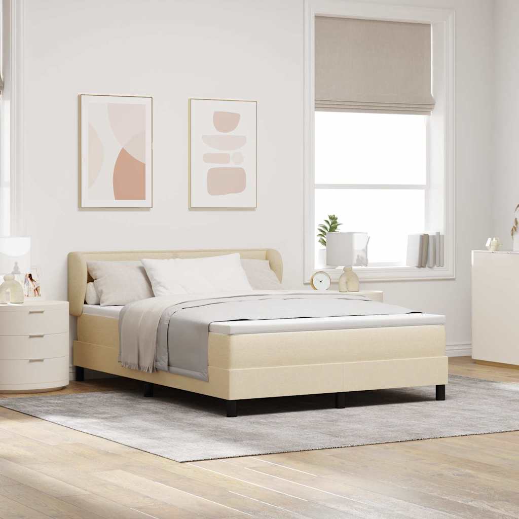 Boxspringbed met matras met hoofdeinde Crème 140 x 190 cm Stof is nu te koop bij PeponiXL, paradijselijk wonen!