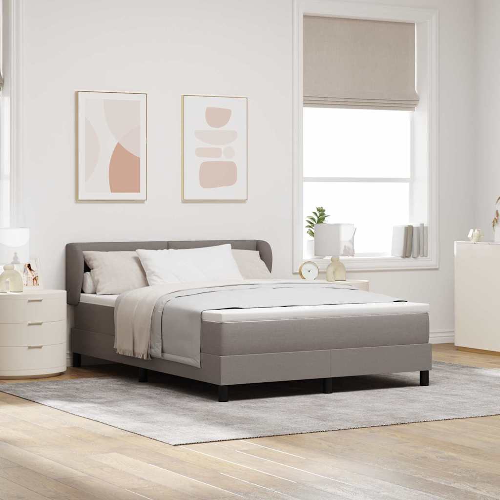 Boxspringbed met matras met hoofdeinde Taupe 140 x 200 cm Stof is nu te koop bij PeponiXL, paradijselijk wonen!