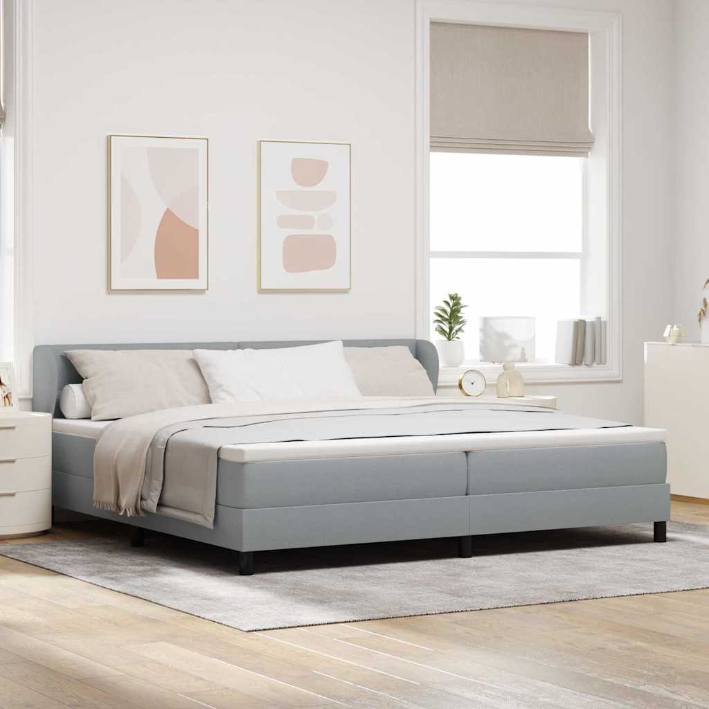 Boxspringbed met hoofdeinde Lichtgrijs 200 x 200 cm Stof is nu te koop bij PeponiXL, paradijselijk wonen!