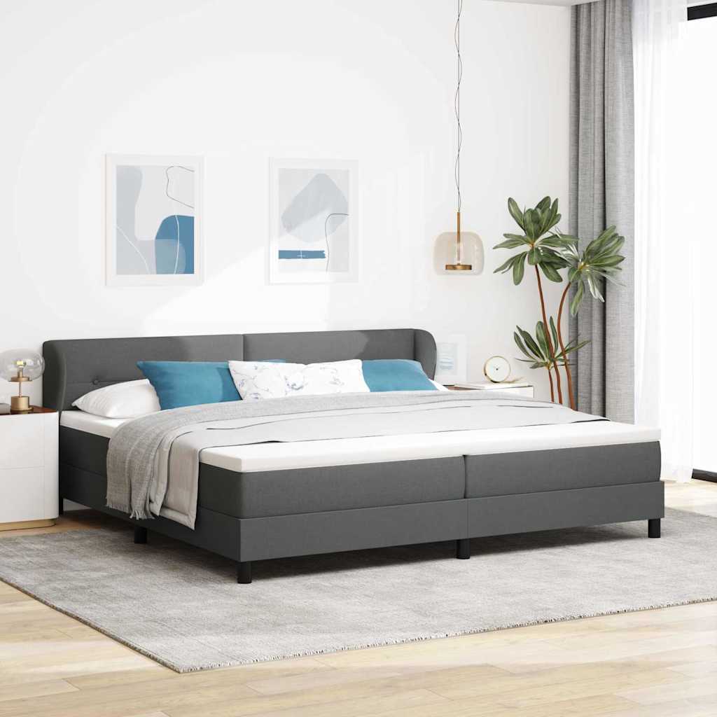 Boxspringbed met hoofdeinde Donkergrijs 200 x 200 cm Stof is nu te koop bij PeponiXL, paradijselijk wonen!