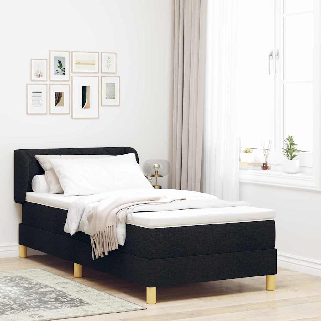 Boxspringbed met matras met hoofdeinde Zwart 90 x 190 cm Stof is nu te koop bij PeponiXL, paradijselijk wonen!