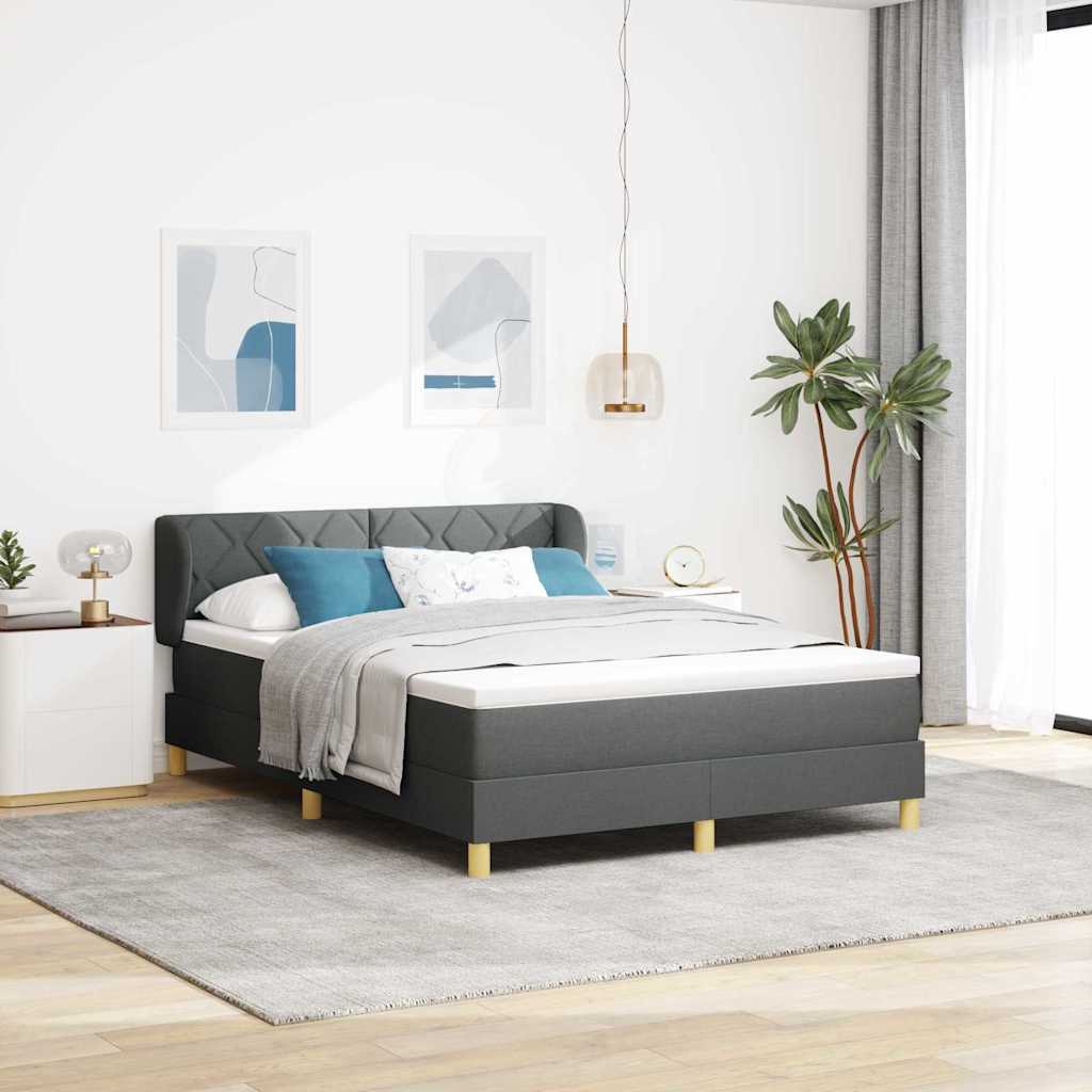 Boxspringbed met hoofdeinde Donkergrijs 140 x 190 cm Stof is nu te koop bij PeponiXL, paradijselijk wonen!