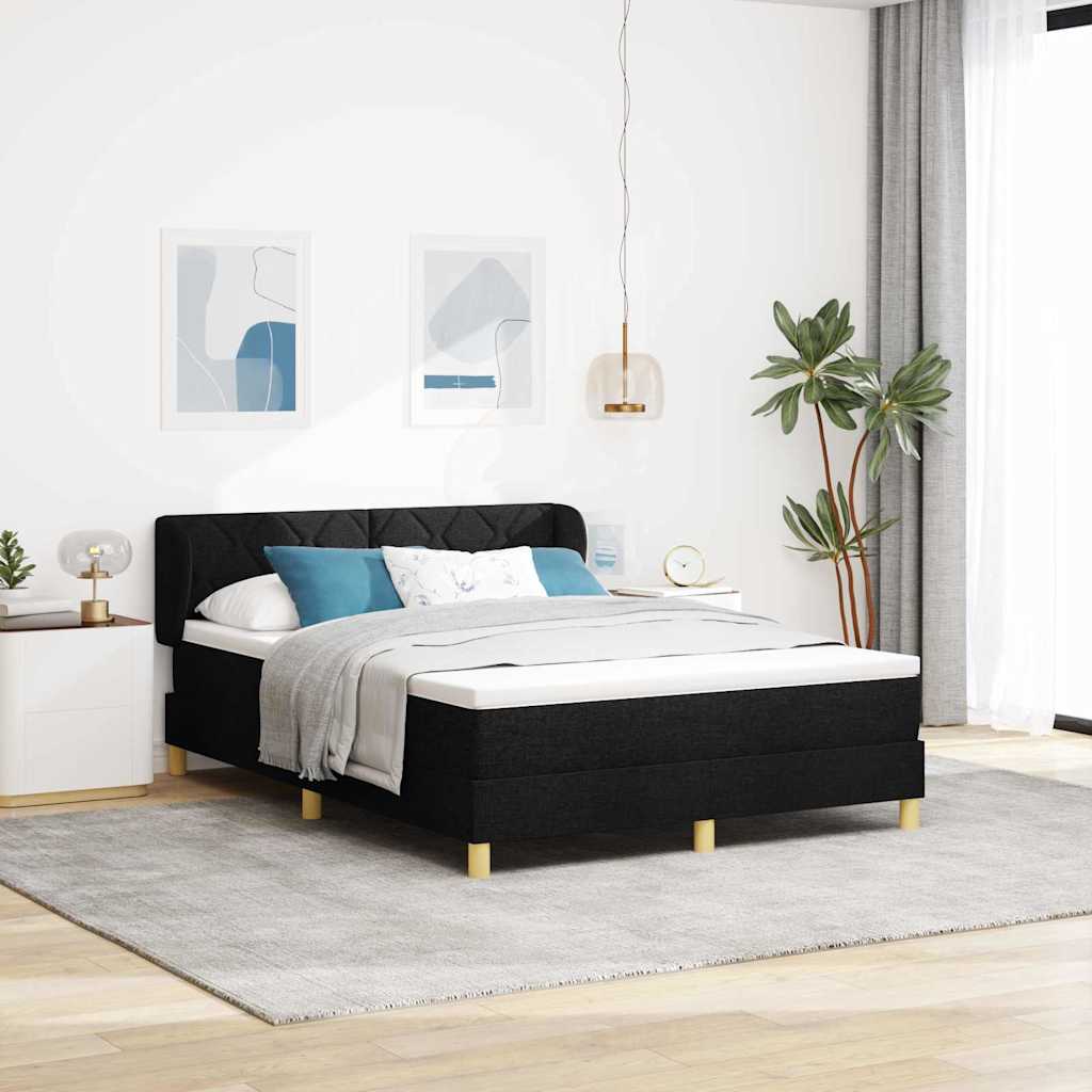 Boxspringbed met hoofdeinde Zwart 140 x 200 cm Stof is nu te koop bij PeponiXL, paradijselijk wonen!