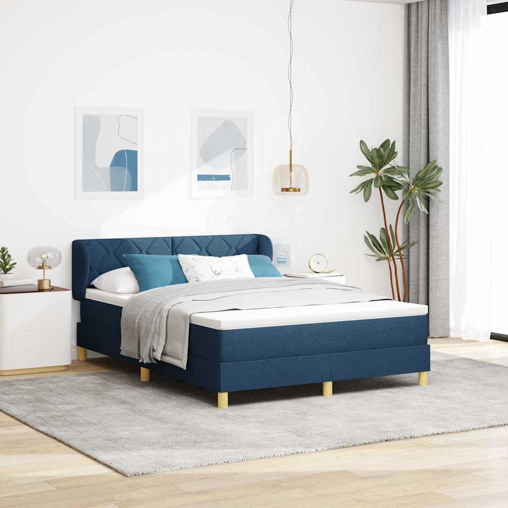 vidaXL Boxspringbed met hoofdeinde Blauw 140 x 200 cm Stof