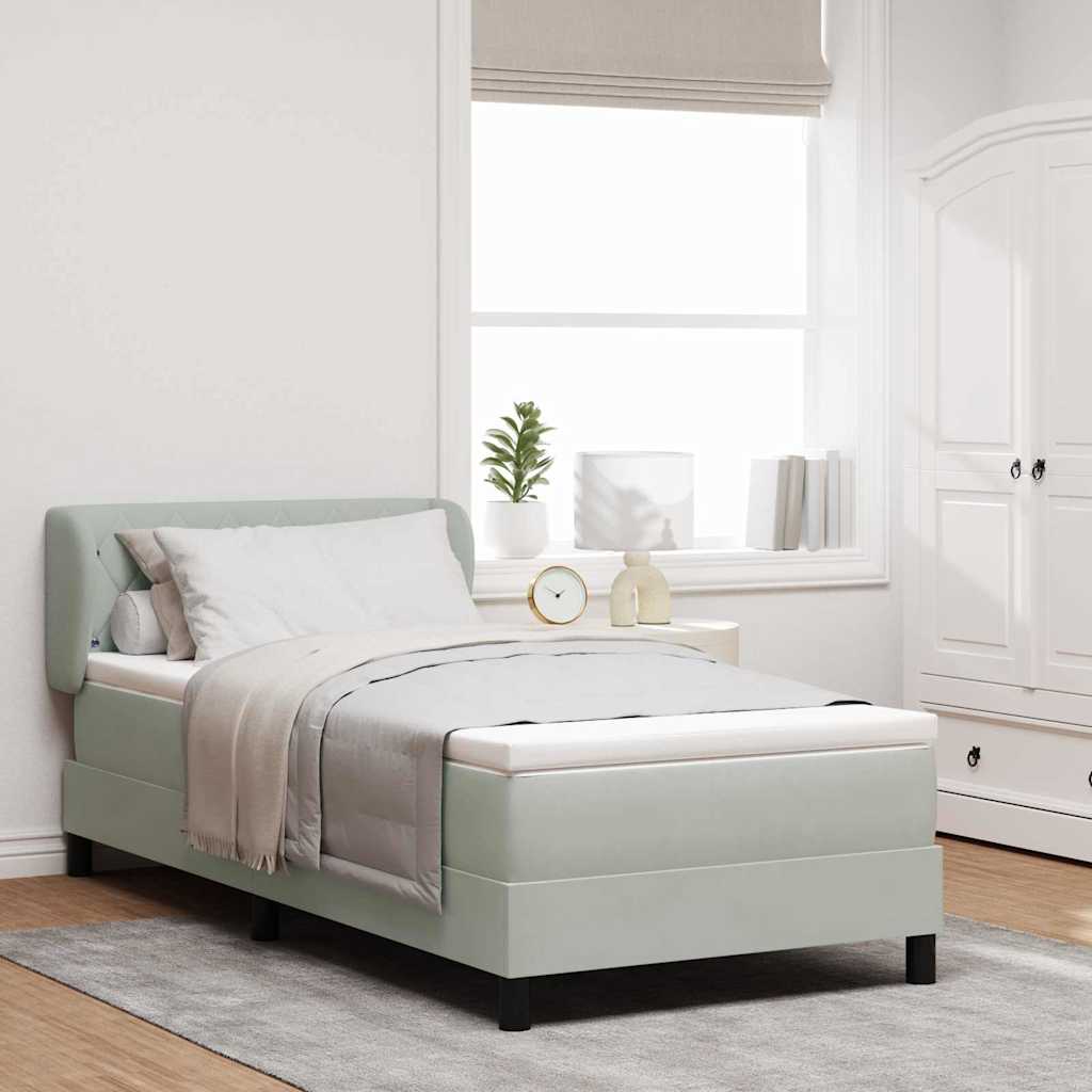 Boxspringbed met hoofdeinde Lichtgrijs 100 x 200 cm Fluweel is nu te koop bij PeponiXL, paradijselijk wonen!