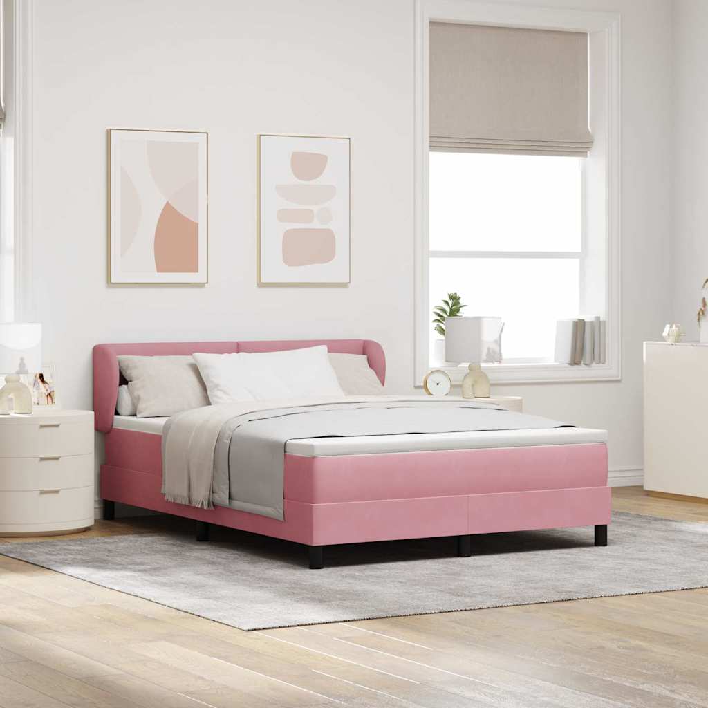 Boxspringbed met hoofdeinde Roze 140 x 200 cm Fluweel is nu te koop bij PeponiXL, paradijselijk wonen!