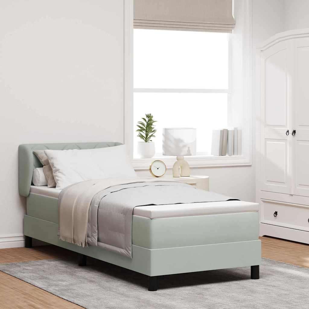 Boxspringbed met hoofdeinde Lichtgrijs 80 x 200 cm Fluweel is nu te koop bij PeponiXL, paradijselijk wonen!