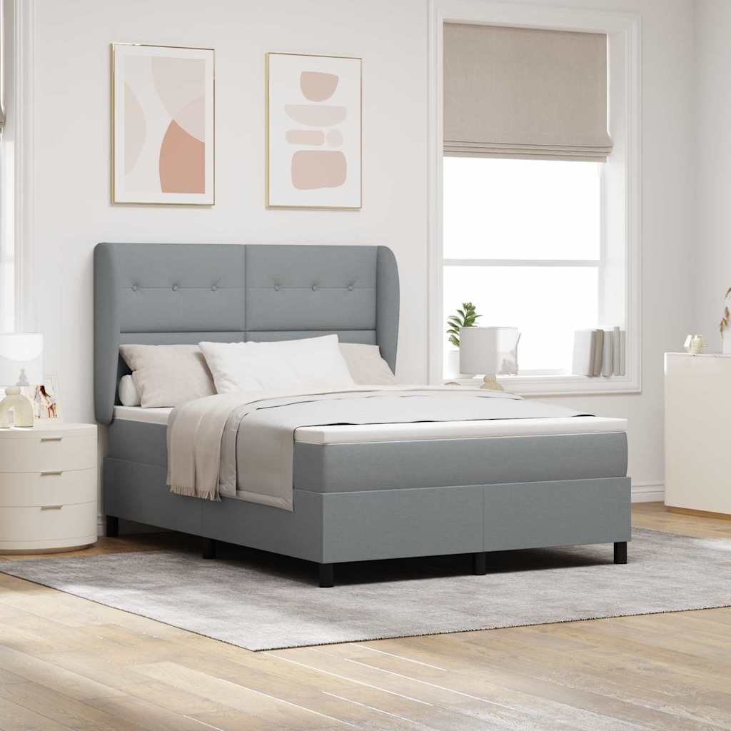 Boxspring bed met matras Lichtgrijs 140 x 200 cm Stof is nu te koop bij PeponiXL, paradijselijk wonen!