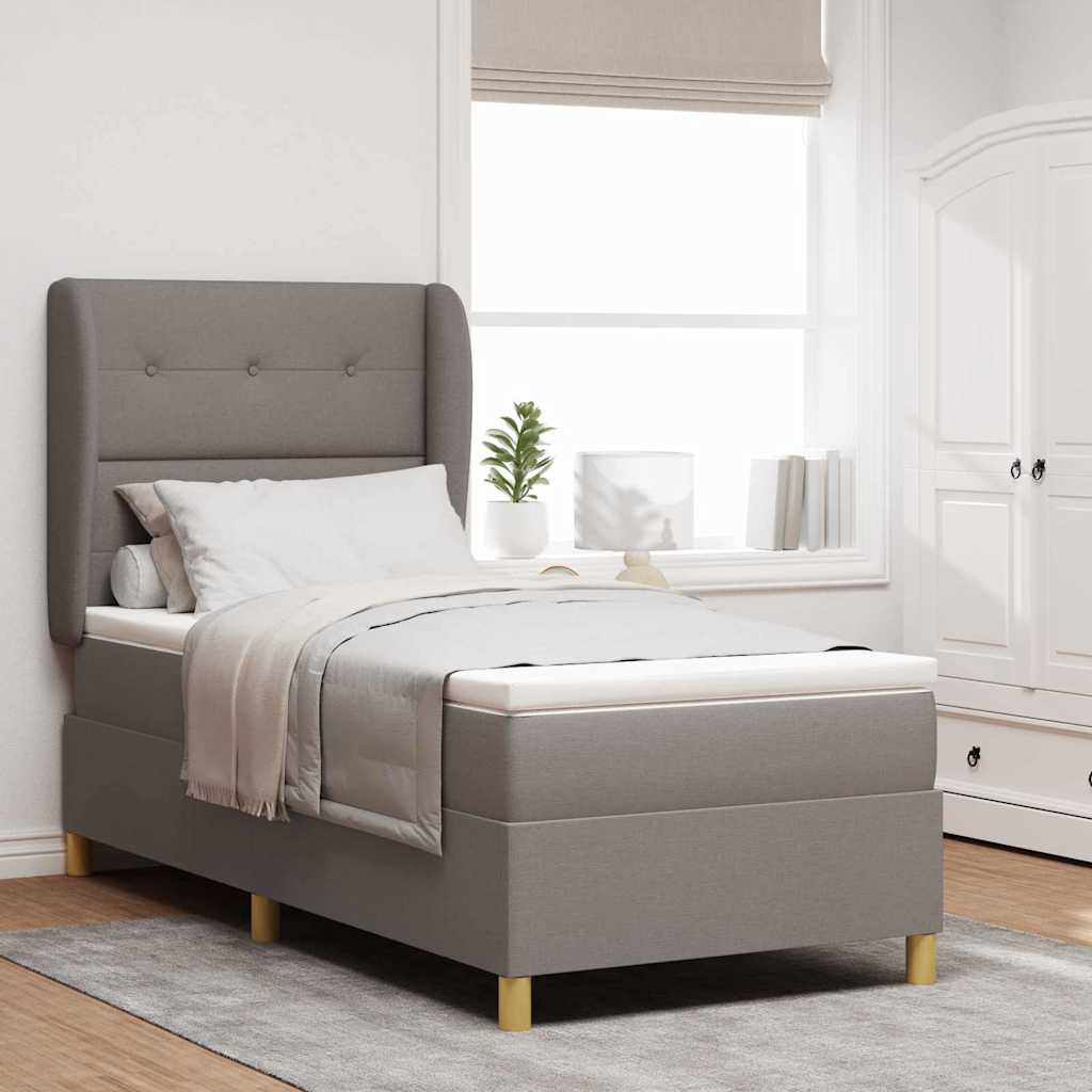 Boxspringbed met matras met hoofdeinde Taupe 200 x 80 cm Stof is nu te koop bij PeponiXL, paradijselijk wonen!