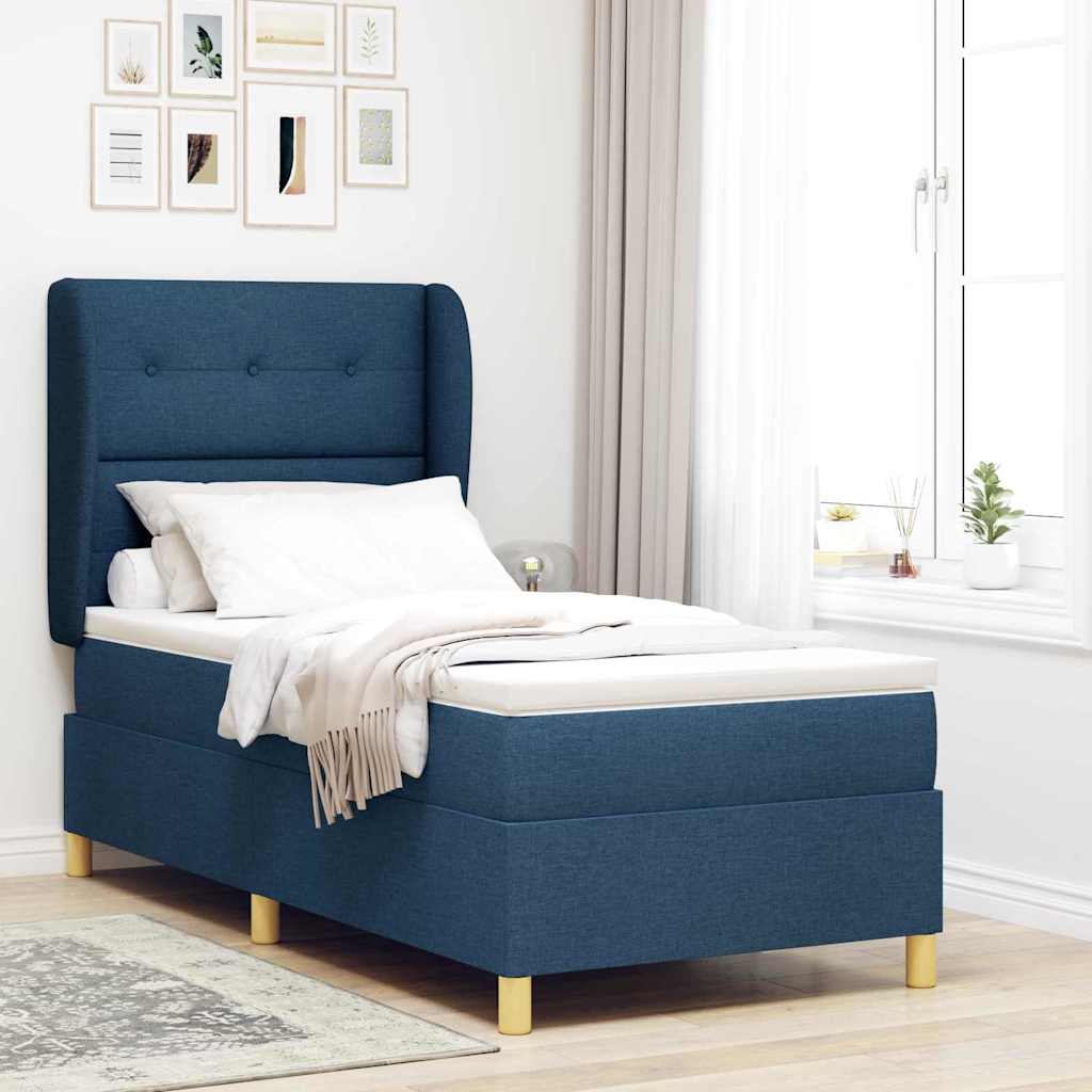 Boxspringbed met hoofdeinde Blauw 190 x 90 cm Stof is nu te koop bij PeponiXL, paradijselijk wonen!