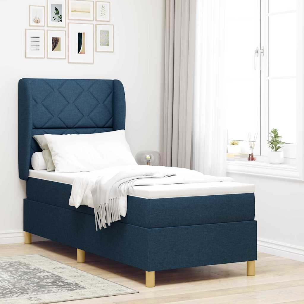 Boxspringbed met hoofdeinde Blauw 200 x 80 cm Stof is nu te koop bij PeponiXL, paradijselijk wonen!