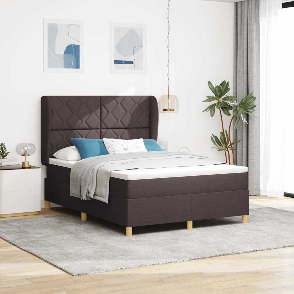Boxspringbed met hoofdeinde Donkerbruin 200 x 160 cm Stof is nu te koop bij PeponiXL, paradijselijk wonen!