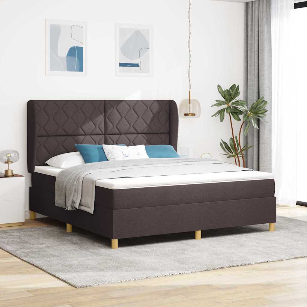 Boxspringbed met hoofdeinde Donkerbruin 200 x 180 cm Stof is nu te koop bij PeponiXL, paradijselijk wonen!