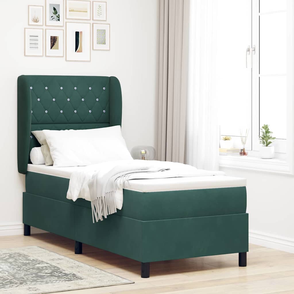 Boxspringbed met hoofdeinde Donkergroen 200 x 80 cm Fluweel is nu te koop bij PeponiXL, paradijselijk wonen!