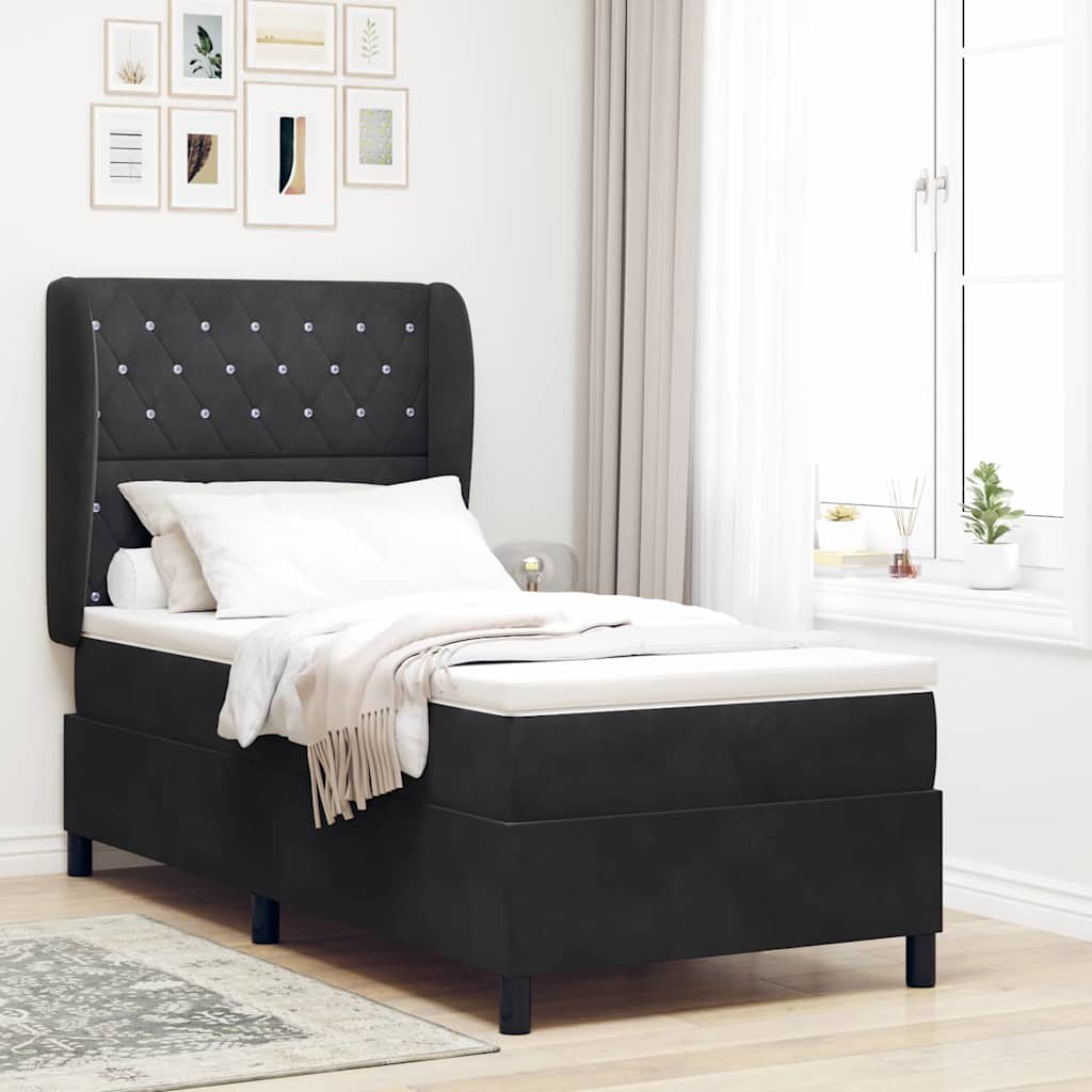 Boxspringbed met matras Zwart 200 x 100 cm Fluweel is nu te koop bij PeponiXL, paradijselijk wonen!