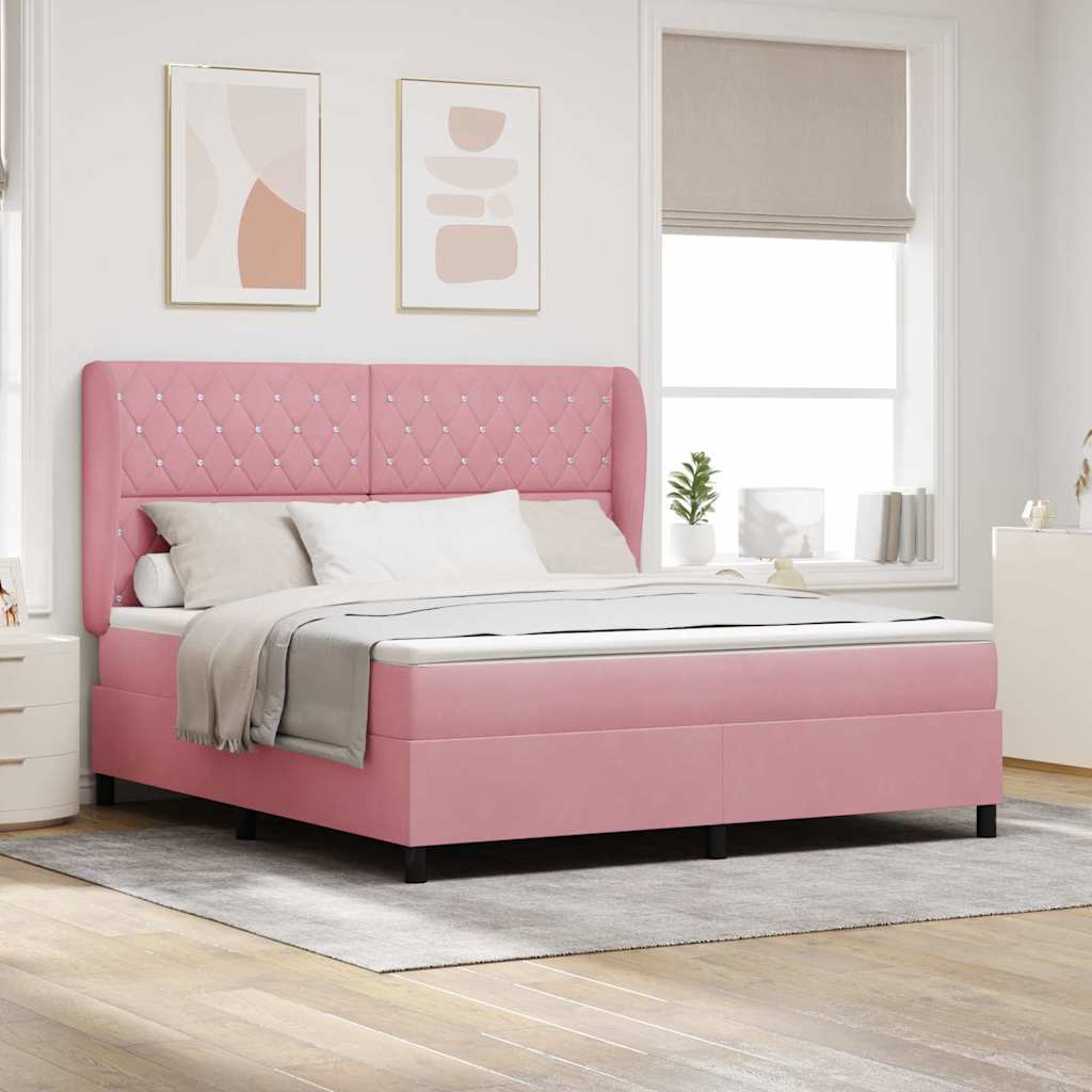 Boxspringbed met hoofdeinde Roze 200 x 180 cm Fluweel is nu te koop bij PeponiXL, paradijselijk wonen!