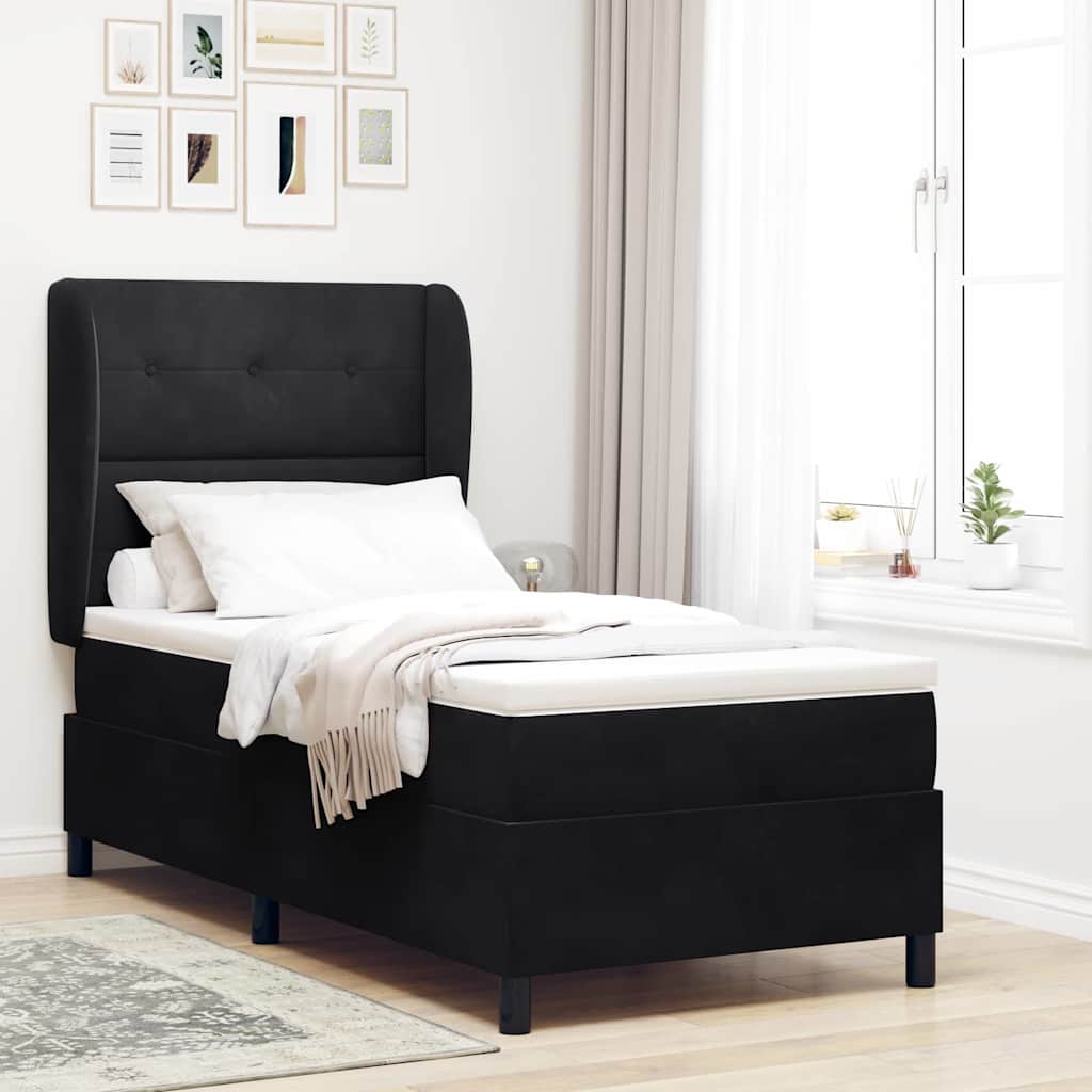 Boxspringbed met matras Zwart 200 x 100 cm Fluweel is nu te koop bij PeponiXL, paradijselijk wonen!