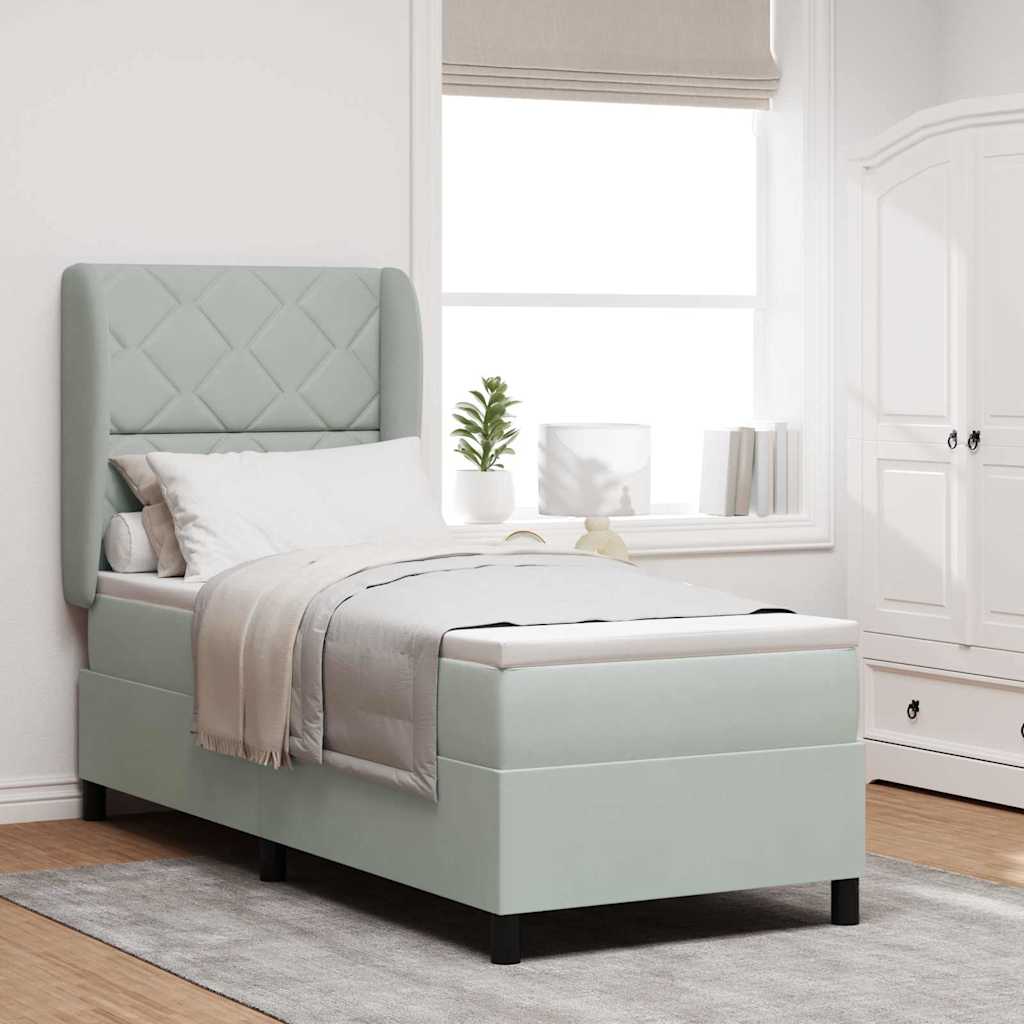 Boxspringbed met hoofdeinde Lichtgrijs 200 x 80 cm Fluweel is nu te koop bij PeponiXL, paradijselijk wonen!