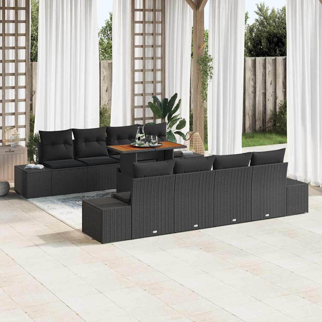 Tuin Eetset met kussen 9 pcs Zwart en Bruin is nu te koop bij PeponiXL, paradijselijk wonen!