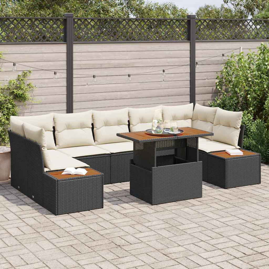 Tuinbankenset 8 st Zwart en Beige is nu te koop bij PeponiXL, paradijselijk wonen!