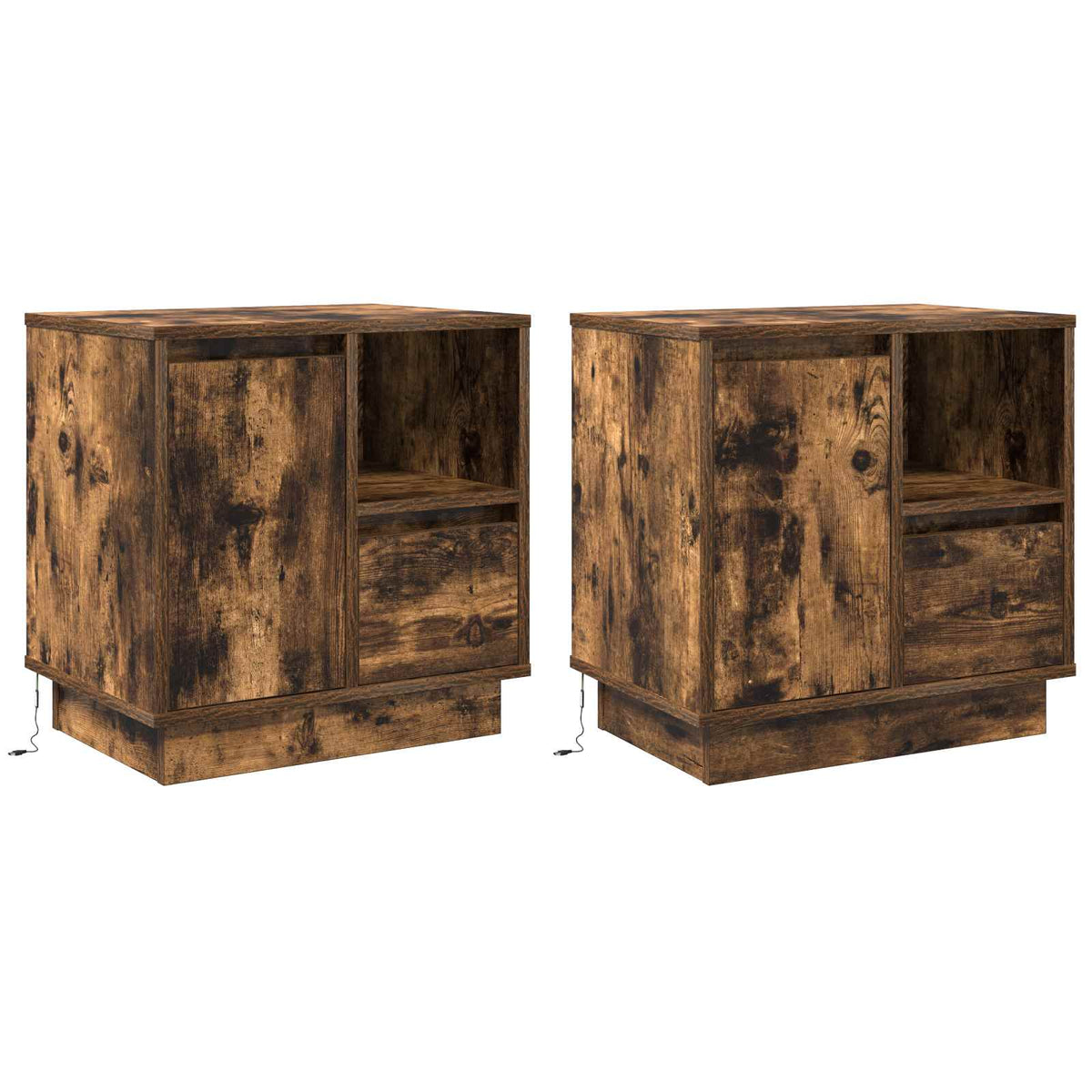 Nachtkastje 2 pcs Gerookt eiken 50 x 34,5 x 50 cm. Bewerkt hout is nu te koop bij PeponiXL, paradijselijk wonen!