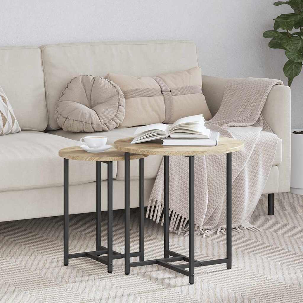 Bijzettafelset 2 pcs Sonoma Eiken en Zwart is nu te koop bij PeponiXL, paradijselijk wonen!
