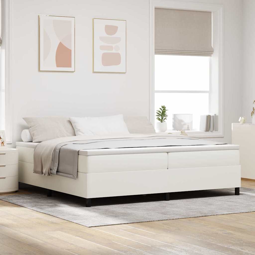 Boxspringbed Crème en Wit 200 x 200 cm Katoen Stof is nu te koop bij PeponiXL, paradijselijk wonen!
